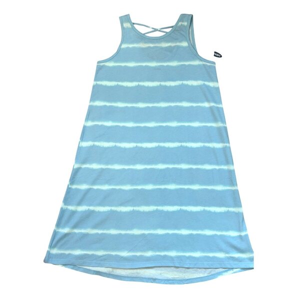 Old Navy Girls Maxi Dress XL 14-16 Blue White Tie Dye Striped Sleeveless Summer - Picture 1 of 11